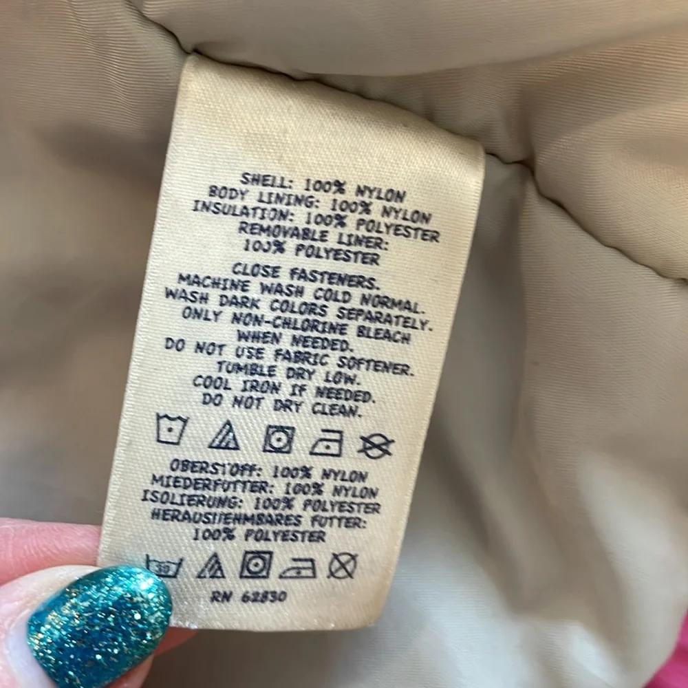 Lands End girls pink coat zipper. Parka. Large 14 - Picture 13 of 15